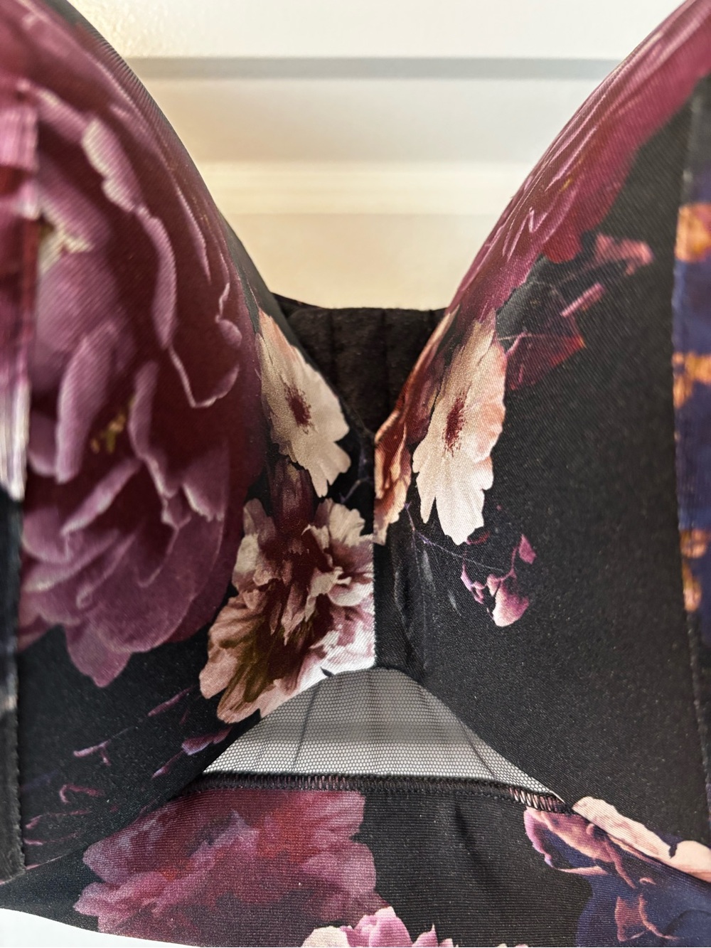 Cacique Black Floral Contour Bra with Plum Accents - Picture 2 of 2